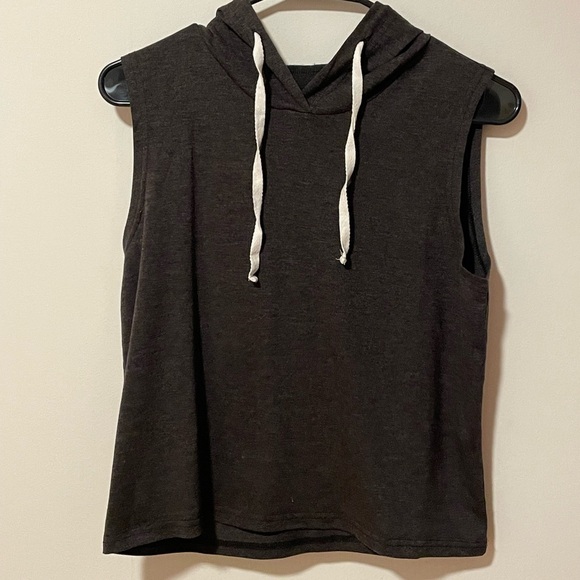 Sleeveless Dark Gray Hoodie W’s S - Picture 2 of 6